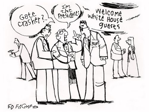 Gate crashers at the White House.