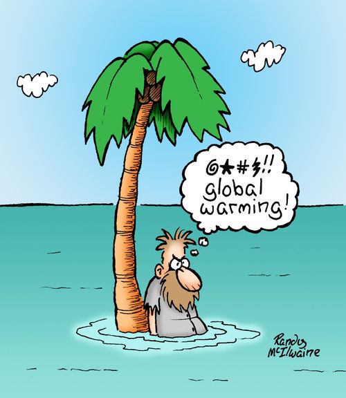 Desert Island sinking due to global warming.