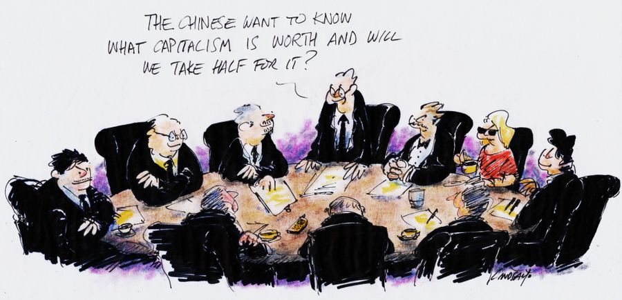 The Chinese want to know what capitalism is worth and will we take half for it?