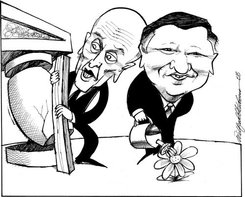Henry Paulson and Barroso treating the economy.