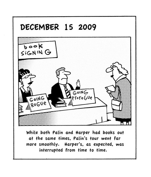 Harper's book signing tour was interrupted from time to time.