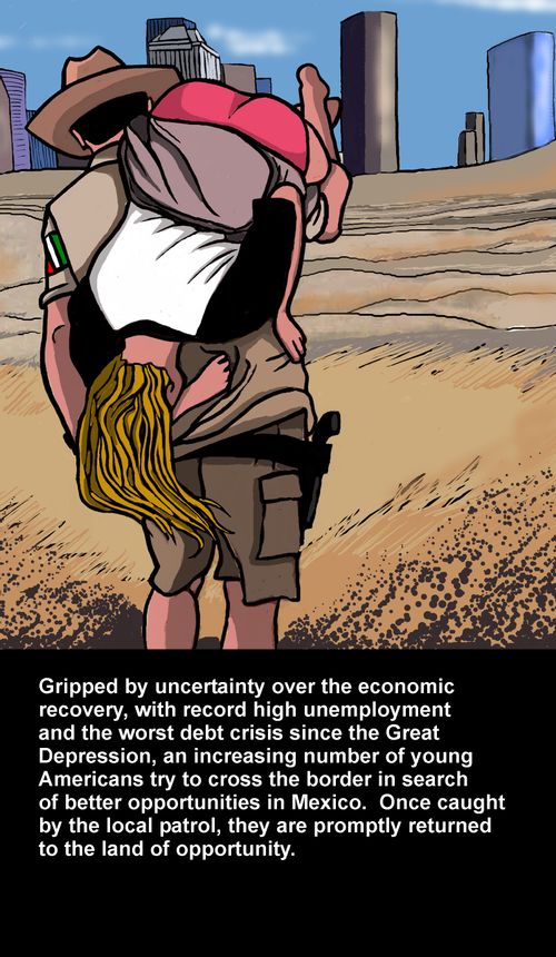 An increasing number of young Americans try to cross the border into Mexico.