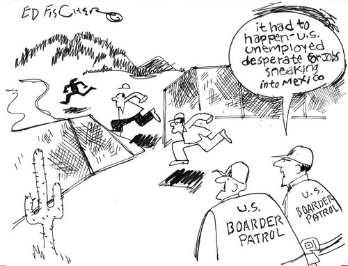 US unemployed sneak into Mexico.