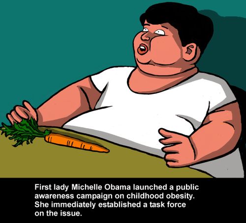 Michelle Obama fights obesity.