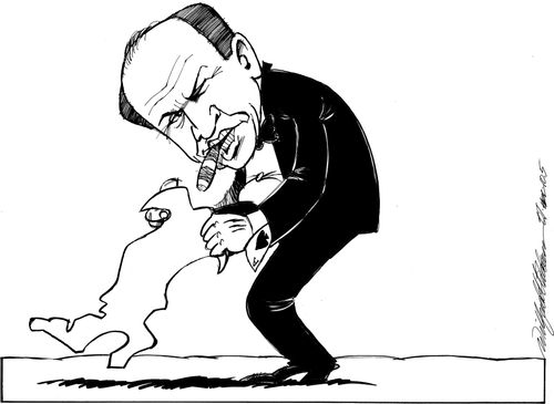 Berlusconi trying on a boot...