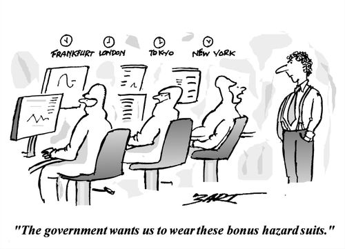 "The government wants us to wear these bonus hazard suits."