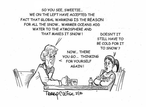 'So, you see... Global warming is why it snows!'