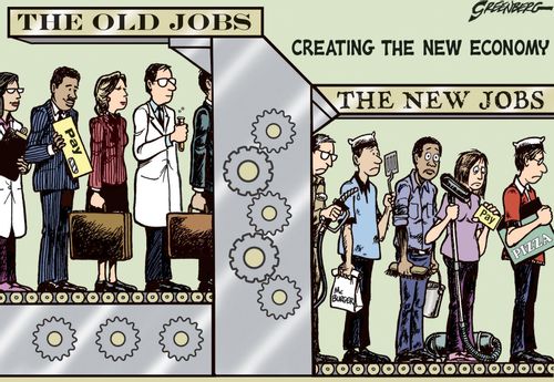 Job machine - old jobs and new jobs.