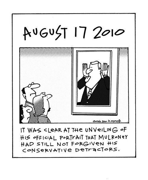 Mulroney's portrait made it clear he'd not forgiven his Conservative detractors.