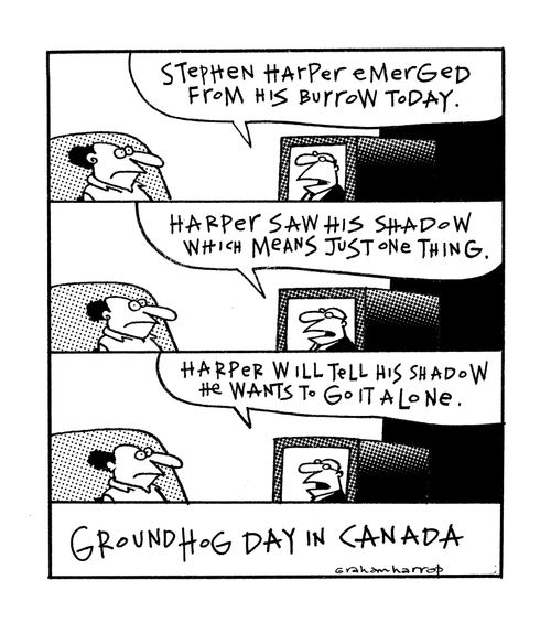 Stephen Harper emerges - Groundhog Day in Ganada.