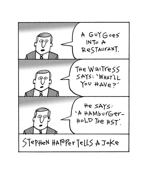 Stephen Harper tells a joke.