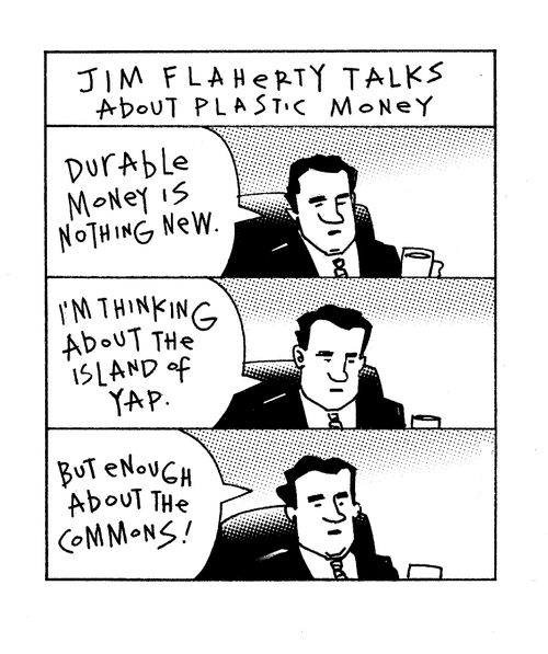 Jim Flaherty talks about plastic money.