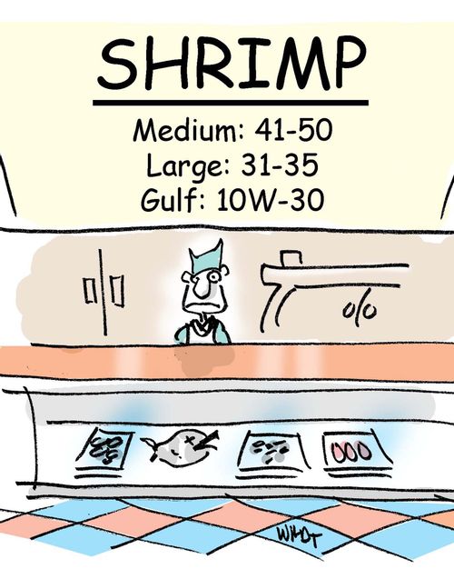 Gulf shrimp displayed as 10W-30.