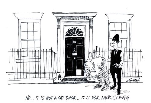 No, it's not a cat door, it's for Nick Clegg.