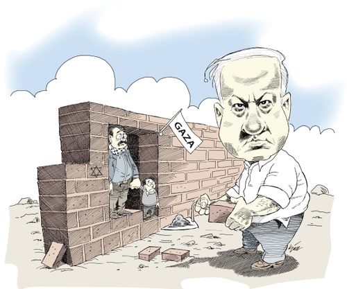 Netanyahu slowly isolates Gaza with a wall.