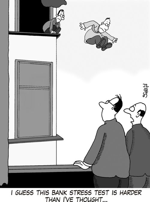 'I guess this bank stress test is harder than I've thought...'