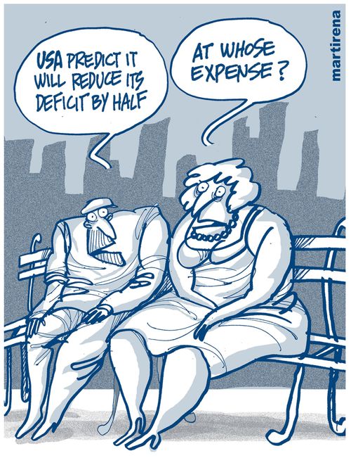 "USA predict it will reduce its deficit by half...at whose expense?"