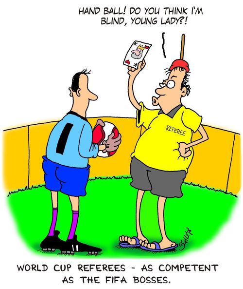 'Hand ball! Do you think I'm blind, young lady?!