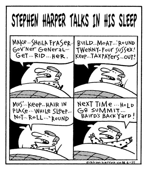 Stephen Harper talks in his sleep...