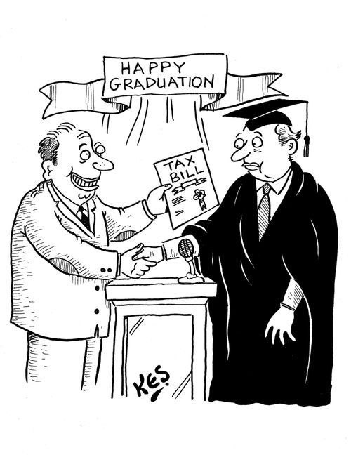 Graduate receives a tax bill instead of a diploma