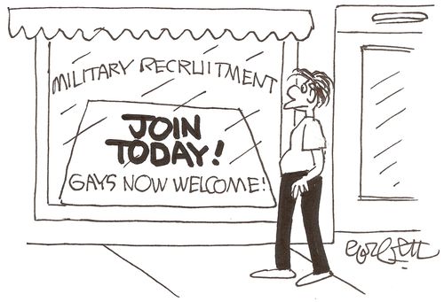 Military Recruitment: 'JOIN TODAY!  Gays now welcome!