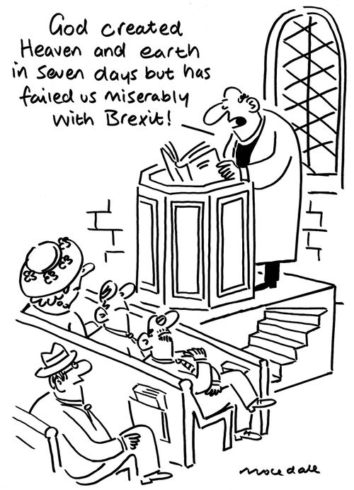 "God created Heaven and Earth in seven days but has failed us miserably with Brexit."