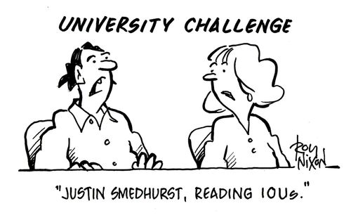 'Justin Smedhurst, reading IOUs.'