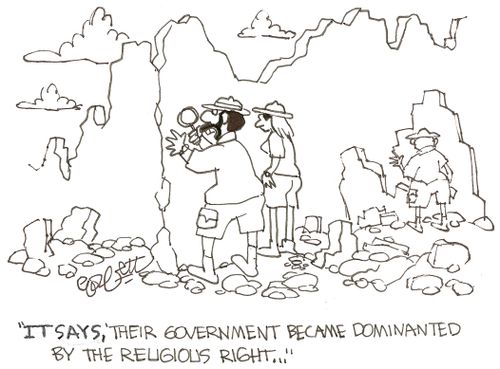 "It says, 'their government became dominated by the religious right..."
