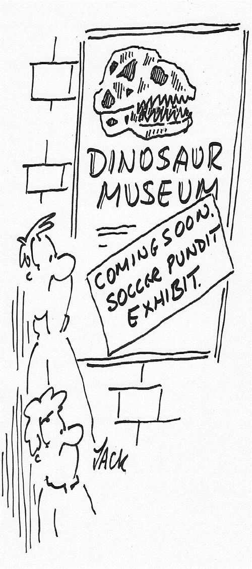'Dinosaur museum,soccer pundit exhibit.