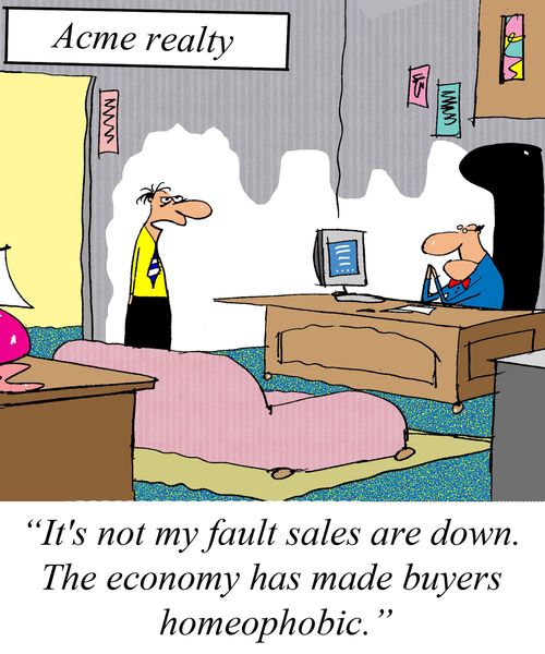 'It's not my fault sales are down. The economy has made buyers homeophobic.'