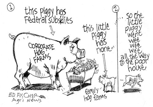 This piggy has federal subsidies. This little piggy has none. So this little piggy went wee wee wee all the way to the poor house.