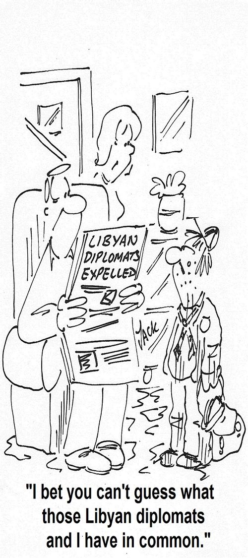 'I bet you can't guess what those Libyan diplomats and I have in common.'