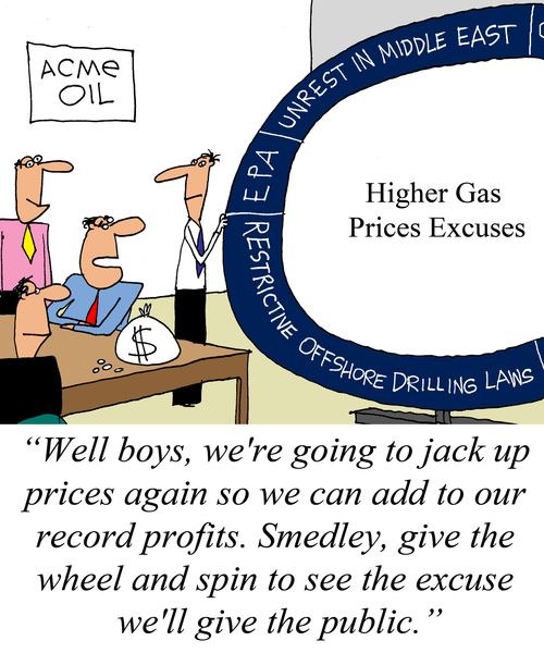 "Smedley, give the wheel a spin to see what excuse we'll give the public."