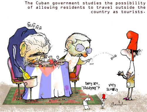 The Cuban government studies the possiblity of allowing residents to travel outside the country as tourists.