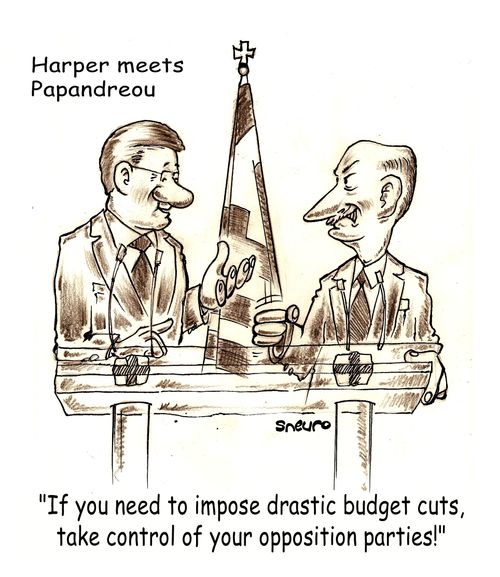 Stephen Harper meets Papandreou in Greece