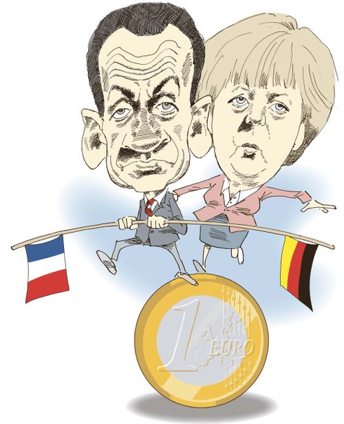 Sarkozy & Merkel - Balancing act.