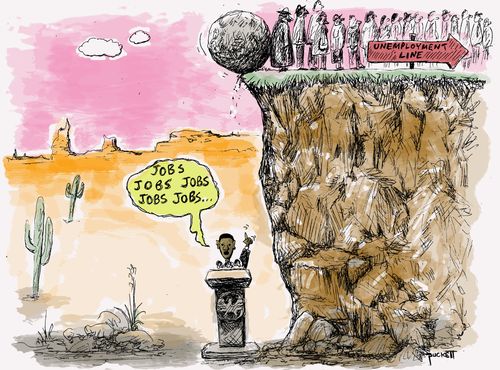 An illustration of how treacherous the unemployment lines have become