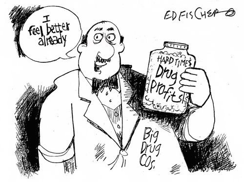 Big drug companies make profit in hard times.