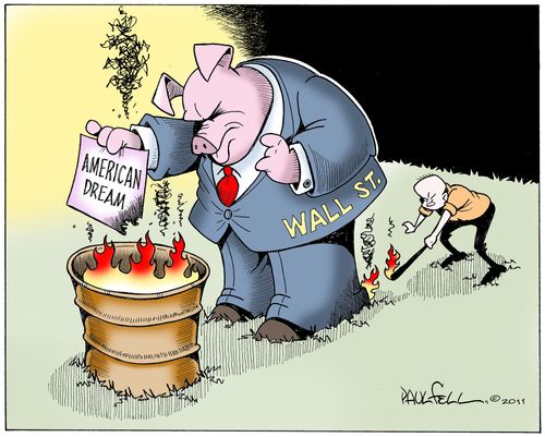 Wall Street lights the American Dream on fire while citizens try to burn Wall Street.