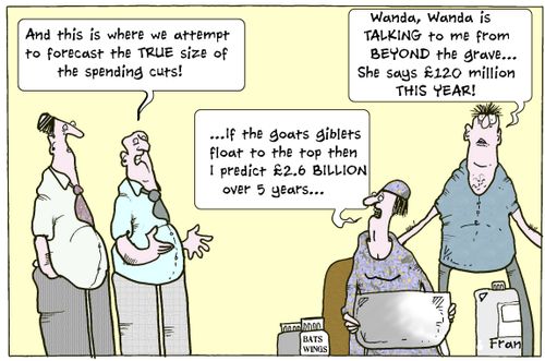 'And this is where we attempt to forecast the true size of the spending cuts!'