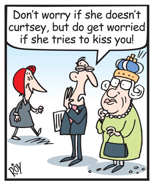 Australian Prime minister greets the Queen: 'Don't worry if she doesn't curtsey, but do get worried if she tries to kiss you.'