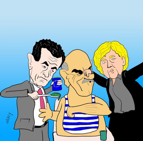 Sarkozy and Merkel try to force feed Papandreou