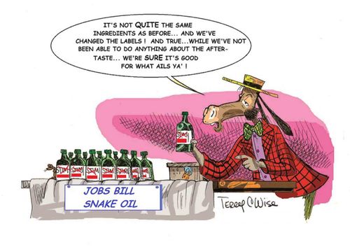 Jobs Bill: 'It's not QUITE the same ingredients as before...and we've changed the labels!...'