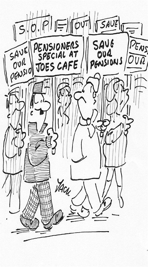 Pensions Protests: Pensioner's Special at Joe's Cafe