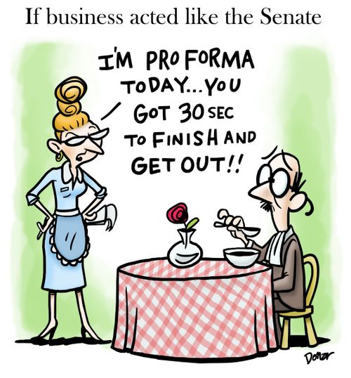 "I'm pro forma today...you got 30 sec to finish and get out!!"