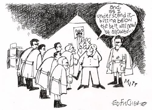 'And, as I understand it - hitting below the belt will now be allowed...'