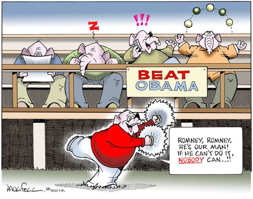 'Romney, Romney, he's our man! If he can't do, NOBODY can...!!'
