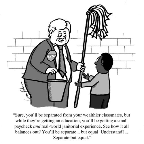 'Sure, you'll be separated from your wealthier classmates, but while they're getting an education, you'll be getting a small pay check...'