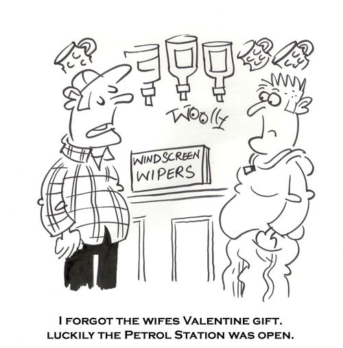 'I forgot the wife's Valentine gift. Luckily the petrol station was open.'