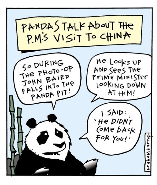 Pandas talk about the P.M.'s visit to China.